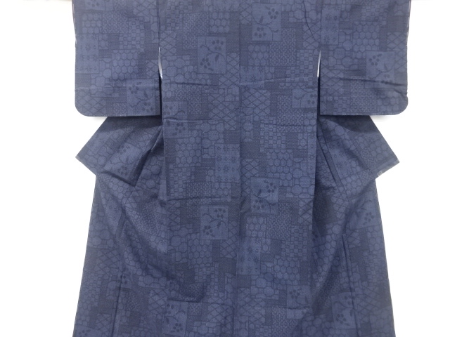 JAPANESE KIMONO / UNUSED YUKI TSUMUGI / SILK / WOVEN SHIKISHI & YOSEGARA PATTERN